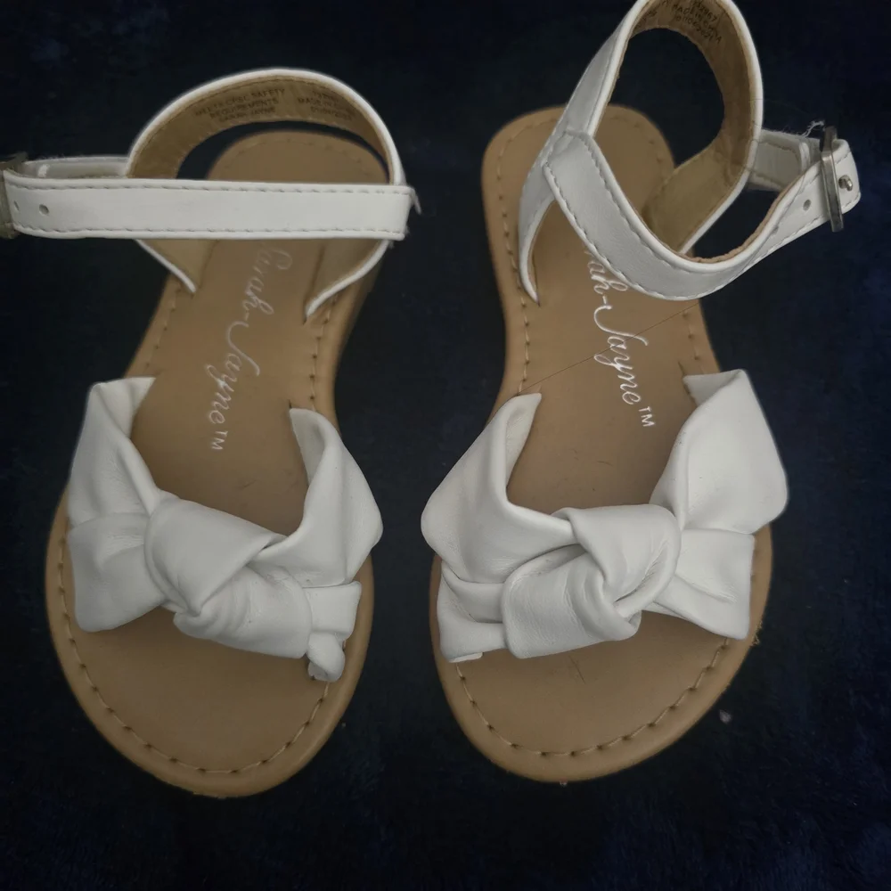 Sarah Jayne White Knot Front Ankle-Strap Sandals for Girls